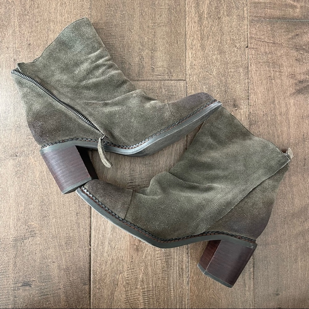 Green Suede Booties